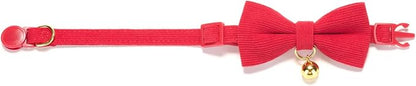 Soft Corduroy Cat Collar with Bell and Bowtie, Safety Breakaway Clasp, - Image 6