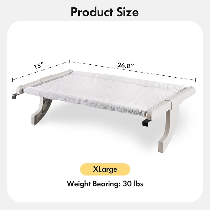 Window Sill Mount Cat Perch for Indoor Cats, One-Step Sliding Clamping Slot - Image 4