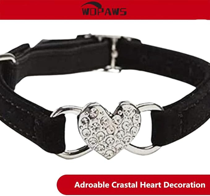 Heart Bling Cat Collar with Safety Belt and Bell Adjustable 8-10 inches - Image 3