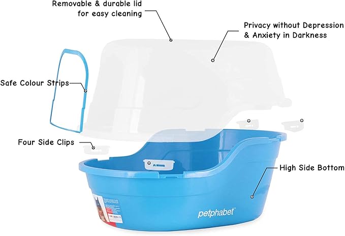 Petphabet Jumbo Hooded Cat Litter Box, Extra Large, Light Blue - Image 4