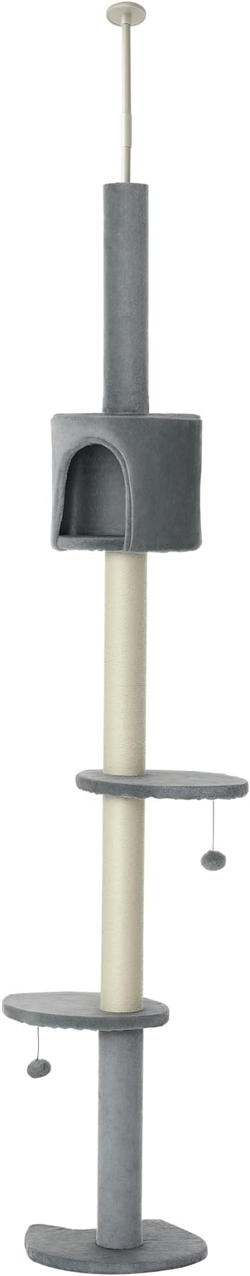 PawHut 85.5" Cat Tree Height Adjustable Floor-to-Ceiling 4-Tier Kitty Climbing by PawHut