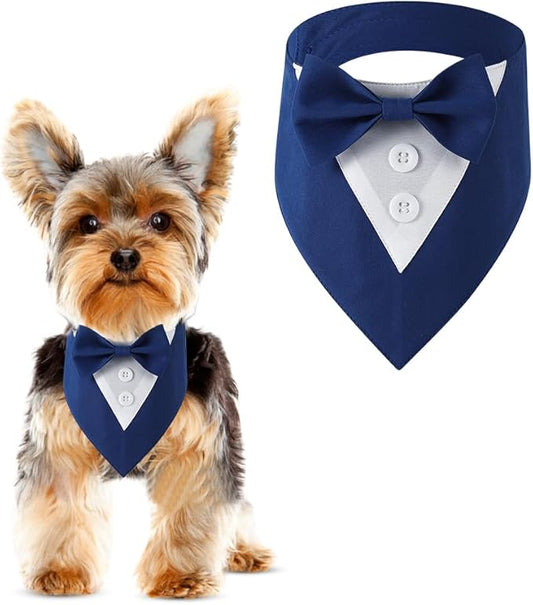 Dog Tuxedo, Formal Dog Wedding Bandana Adjustable Pet Collar by DOGTACT