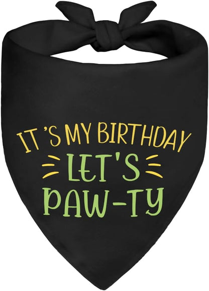 It's My Birthday Let's Paw-ty Black Dog Bandana, Cute Pet Birthday Bandana Gifts by Unknown