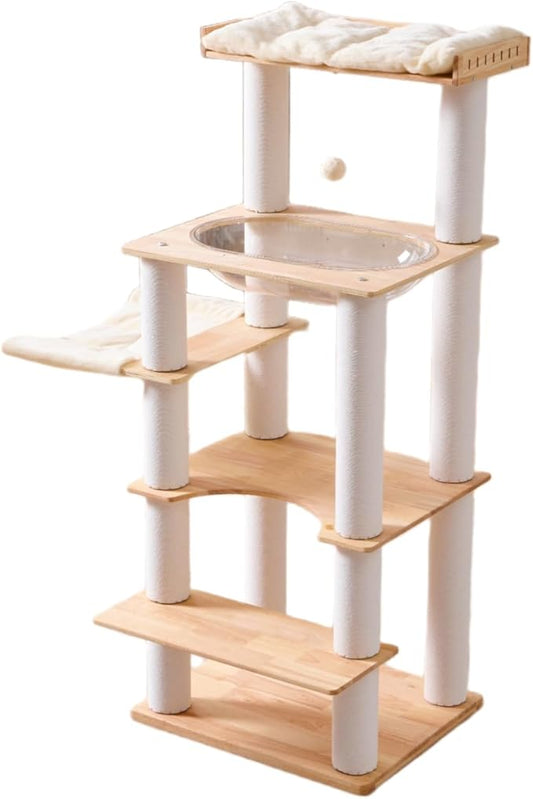 SHENGOCASE Modern Natural Wooden Wood Cat Tree Tower Condo, Extra Large Top by SHENGOCASE