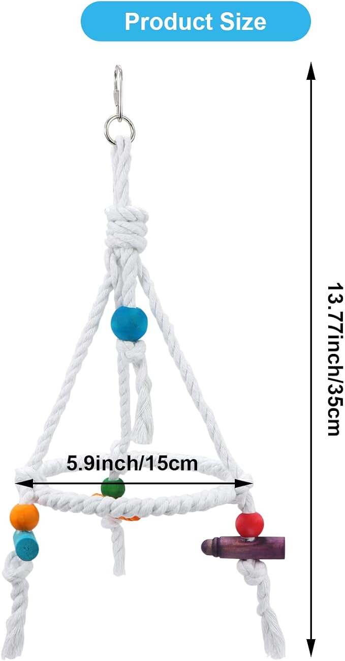 Litewoo Bird Parrot Cotton Swing Round Perch Stand - Image 2