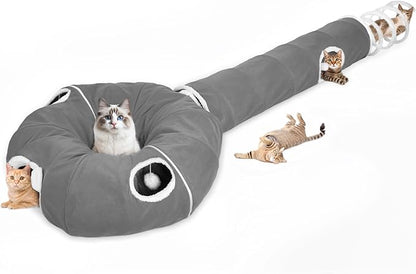 Ownpets 2-in-1 Cat Tunnel, Large Lollipop Shape Cat Tunnel Toy by Ownpets
