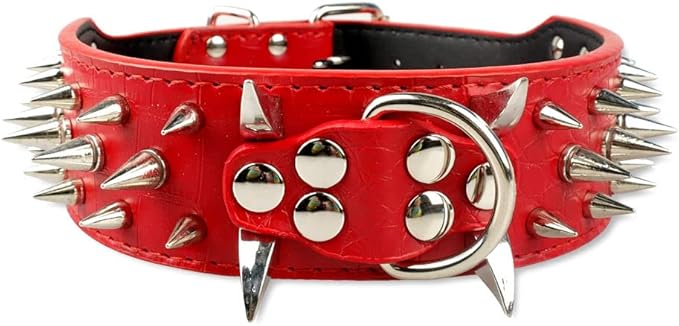 Serijoars Spiked Studded Dog Collar, PU Leather Dog Collar, Adjustable Pet by Serijoars