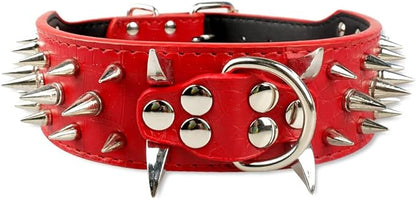 Serijoars Spiked Studded Dog Collar, PU Leather Dog Collar, Adjustable Pet by Serijoars