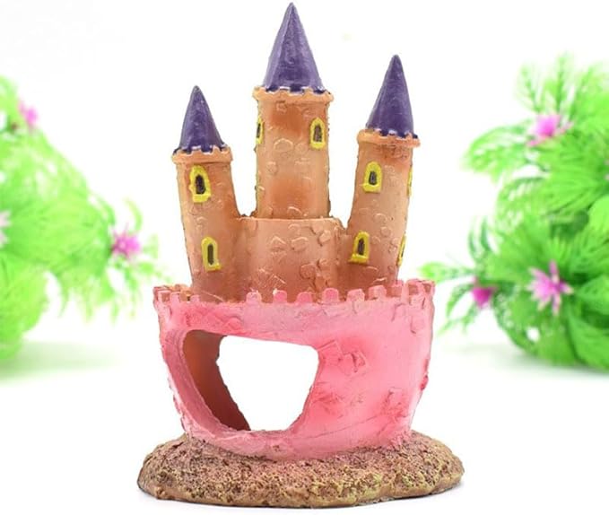 Fish Tank Decorations Pink Castle Aquarium Decorations Resin Fish Cave Hideouts - Image 7
