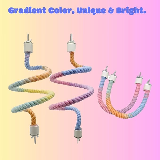 3pcs Nopikku Gradient Bendable Bird Rope Perches Climbing Rope Toys Fun Bird - Image 7