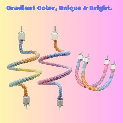 2Pcs Gradient Bird Rope Perch Stand Bird Cage Climbing Rope Toys Accessories of - Image 7
