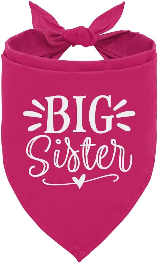 Big Sister Dog Bandana, Dog Bandana, Deep Pink Pet Dog Scarf Accessories by ZPPRJF