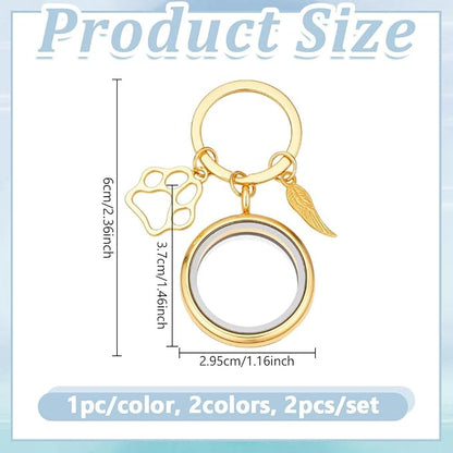 NBEADS 2 Pcs 2 Colors Pet Personalized Picture Keychain, 2.36inch Pet Memorial - Image 2