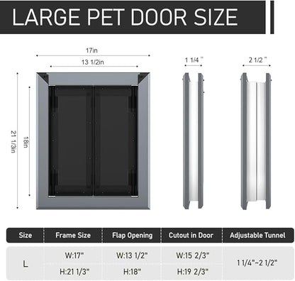 【PATAPLUS】 Aluminum French Large Dog Door, Strong Double Magnetic Flaps - Image 5