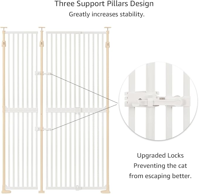 unipaws 75" High Extra Tall Cat Gate, Auto Closing and No Drilling Safety Gate - Image 5