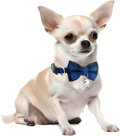 2-Pack Plaid Cat Collar with Bell and Bow, Breakaway Kitten Collar with Bell - Image 2