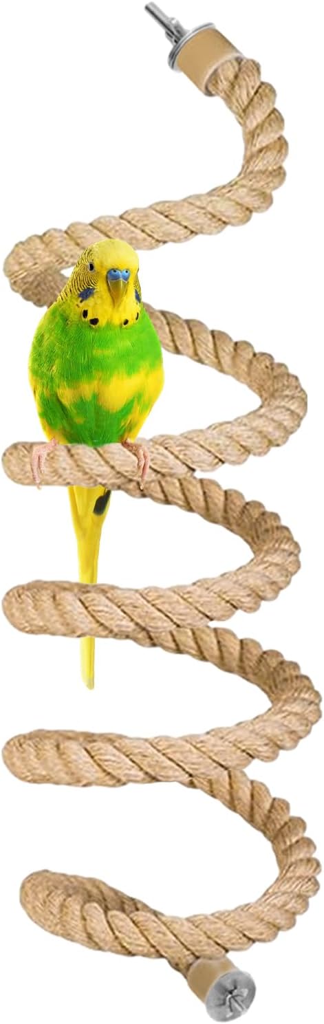 Bird Rope Perch for Parrots, Bird Cage Climbing Rope Toys Accessories, Bendable by Welldobetter