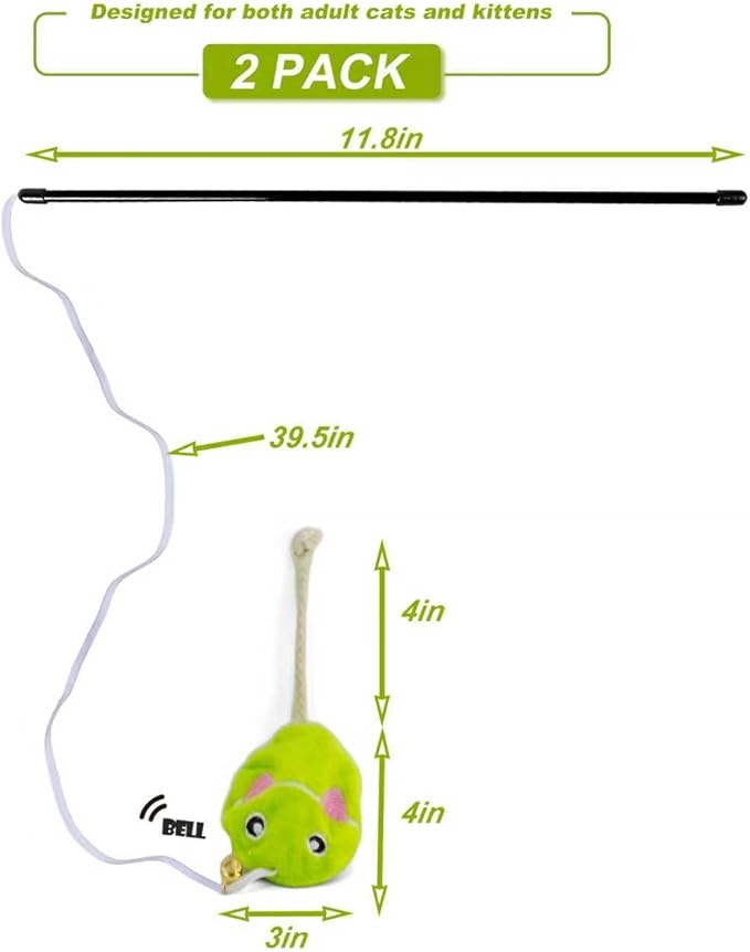 Interactive Cat Toy Wand with Catnip Mouse, Cat Teaser Wand Rainbow String - Image 5
