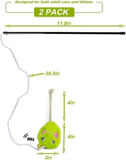 Interactive Cat Toy Wand with Catnip Mouse, Cat Teaser Wand Rainbow String - Image 5