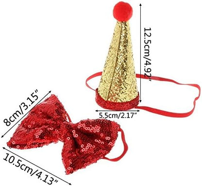 Stock Show Pet Cute Birthday Party Cone Hat and Bow tie Collar Set - Image 5