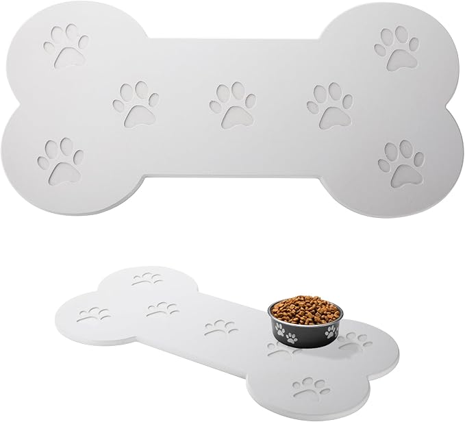 Diatomaceous Earth Dog Food Mat, Large 19.6"x9.8" Bone Shape by Unknown