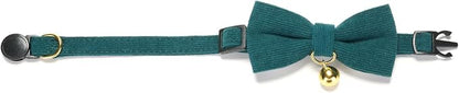 Soft Corduroy Cat Collar with Bell and Bowtie, Safety Breakaway Clasp, - Image 7