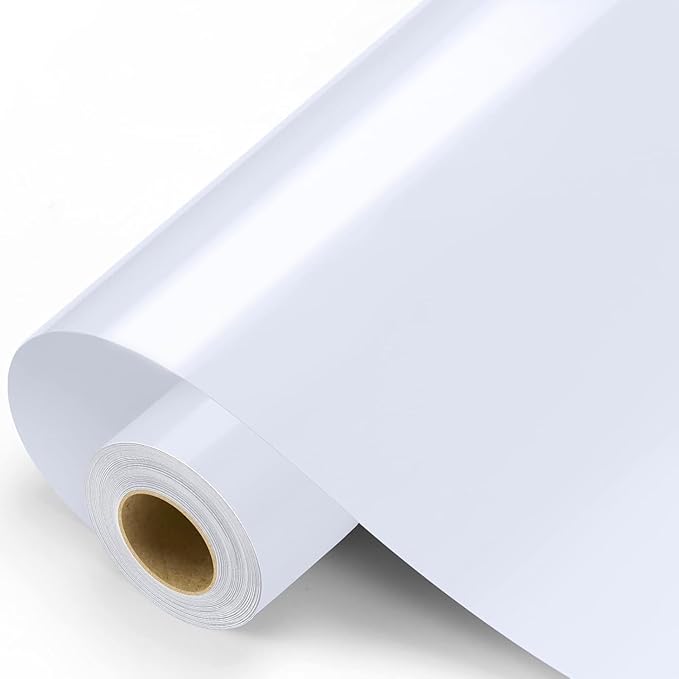 Sooez Glossy White Vinyl Roll, PET Backing, Permanent Outdoor Vinyl by Sooez
