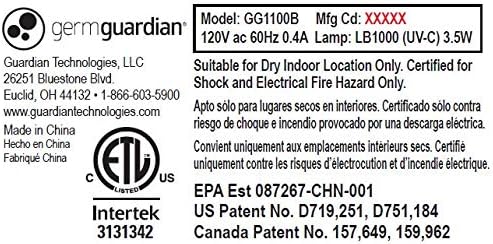 Germ Guardian GG1100B 7” Pluggable Small Air Purifier, Small Room Wall Air - Image 9