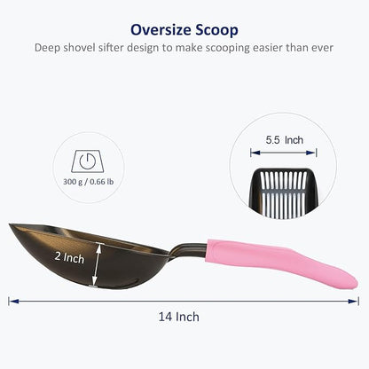 WePet Cat Litter Scoop, Non-Stick Plated Aluminum Alloy Sifter, Kitty Durable - Image 3