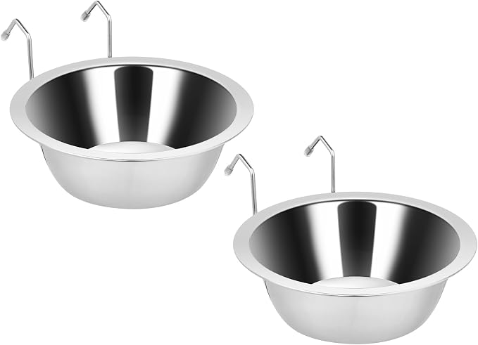 2PCS Kennel Water Bowl Hanging, Stainless Steel Puppy Bowls by Fri4Free