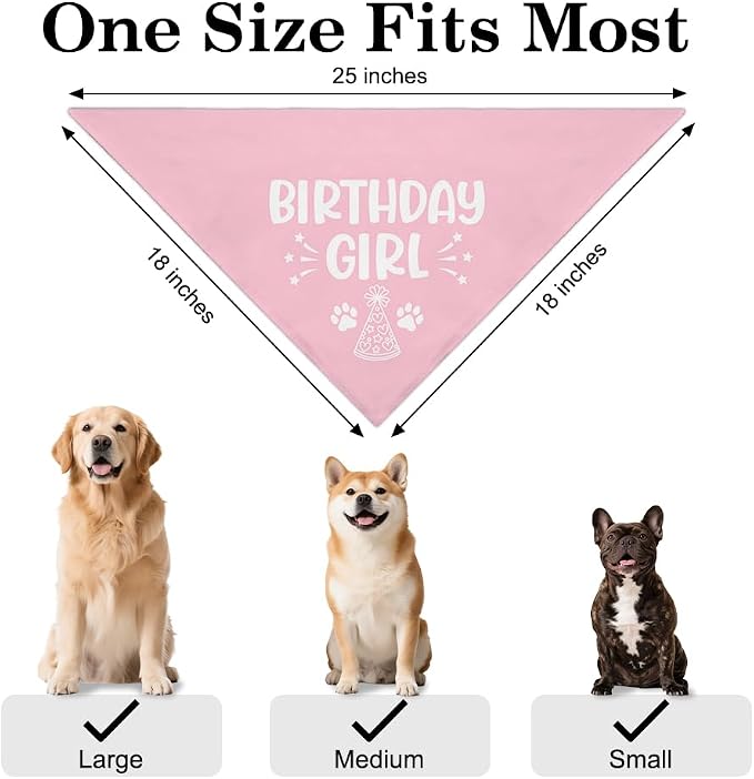 Birthday Girl Funny Dog Bandana, Happy Birthday Girl Dog Bandana, Pet Scarf - Image 2