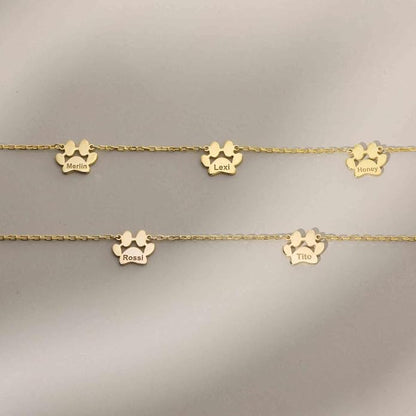 Personalized Cute Dog Cat Paw Name Necklace Forever Love Custom Heart Pendant - Image 5