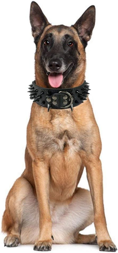 Serijoars Spiked Studded Dog Collar, PU Leather Dog Collar, Adjustable Pet - Image 2