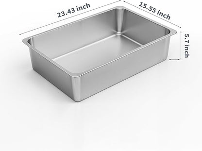 Kirecoo Stainless Steel Cat Litter Box XL- Metal High Sided Cat Pan, Large - Image 2