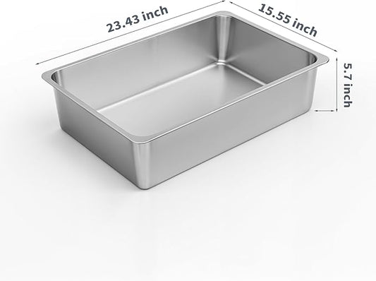 Kirecoo Stainless Steel Cat Litter Box XL- Metal High Sided Cat Pan, Large - Image 2