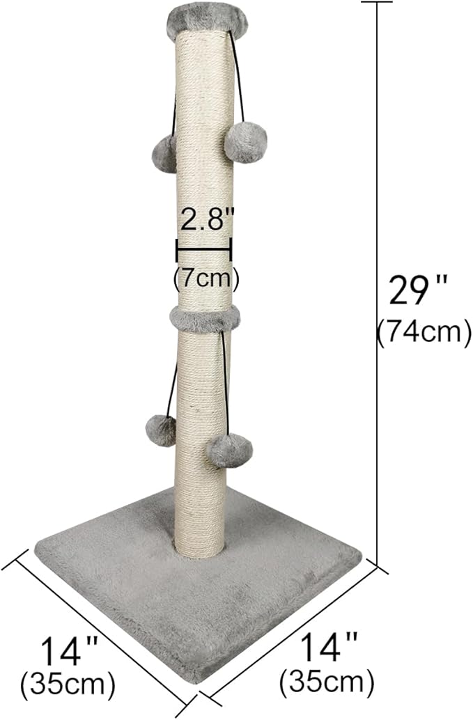 Dimaka 29'' Cat Scratching Post, Natural Sisal Rope Scratcher Post, Kitten Claw - Image 2