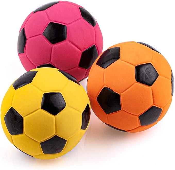 CHIWAVA 3PCS 2.7'' Squeak Latex Dog Toy Football Chew Fetch Throw Ball by Chiwava