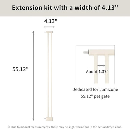 Lumizone Extra Tall Pet Gate 55.12" High Pressure Mounted 4.13" Wide Extension - Image 2