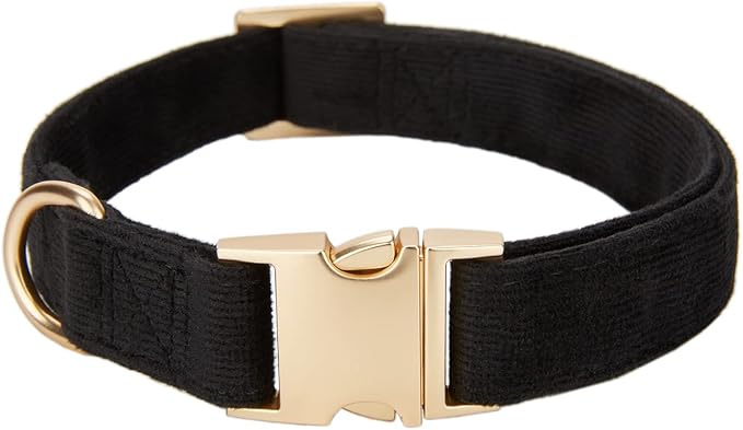 Soft Cotton Dog Collar with Metal Buckle Adjustable Heavy Duty Comfy Corduroy by YUDOTE