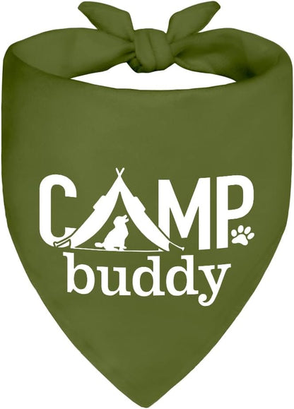 Camp Buddy Green Dog Bandana, Funny Puppy Scarf Photo Prop by ZBBFSCSB