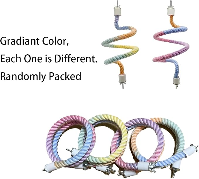 Gradient Colorful Bird Rope Perch Stand - Image 9