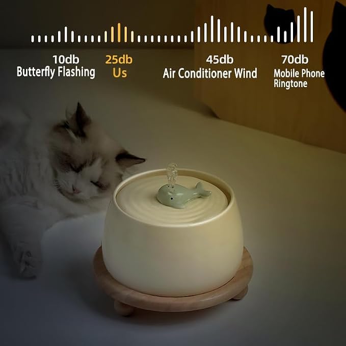 Ceramic Cat Water Fountain, 45oz/1.3L Ultra-Silent Automatic Pet Drinking Water - Image 6