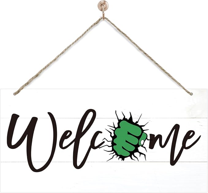 Welcome Sign for Front Door, Welcome Decor Wooden Hanging Sign for Wall Decor by corner+wind