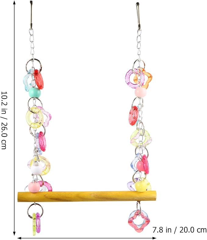 FRCOLOR Pet Bird Swing Hanging Chewing Toy 7.87 Inch Wooden Parrot Stand - Image 7