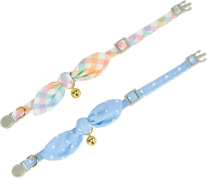 Bowtie Cat Collar with Bell, 2 Pack Cotton Breakaway Kitten Collars with - Image 4