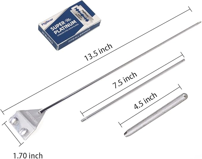 HOTOOLME Aquarium Scraper, 25.6" Stainless Steel Scraper Cleaning Razor - Image 3