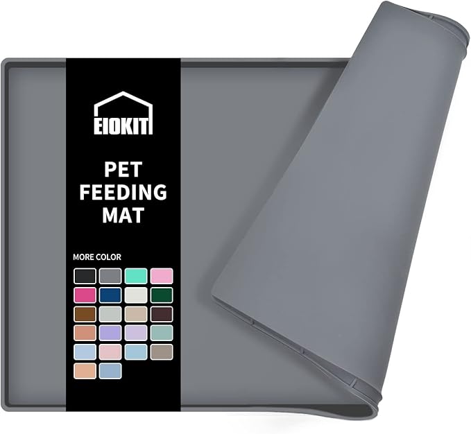 Dog Food Mat, Silicone Waterproof Food Tray, Non Slip Pet Bowl Mats Placemat by EIOKIT