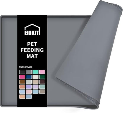 Dog Food Mat, Silicone Waterproof Food Tray, Non Slip Pet Bowl Mats Placemat by EIOKIT