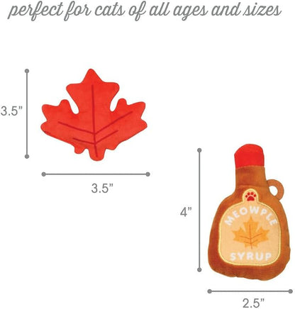 Pearhead Fall Maple Leaf Cat Toy Set – 2-Pack Crinkle and Catnip Teaser Toys - Image 3