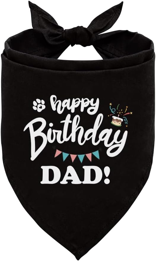 Happy Birthday Dad Dog Bandana, Dad's Gift Dog Bandana, Pet Scarf Accessories by Unknown